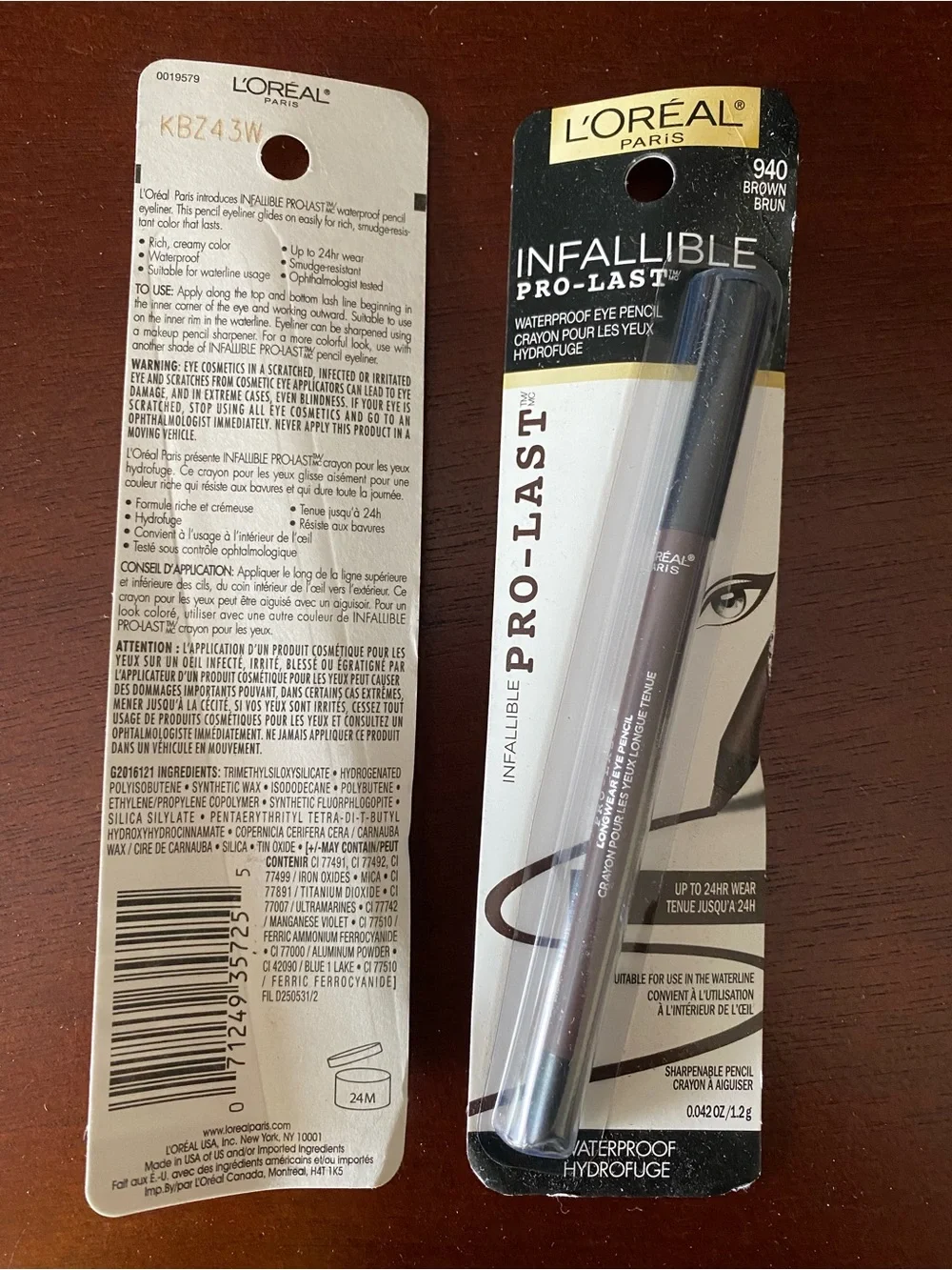 L'Oréal Infallible Pro-Last Waterproof Eye Pencil in Brown 940 - 2 pack